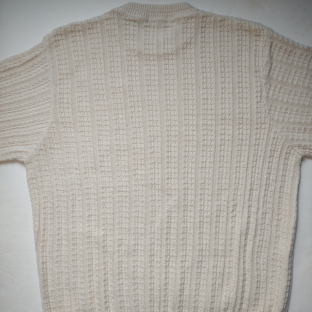 Bill Blass Vintage Sweater Men Cotton Cream Pullover Knit Crew Neck USA Ivory L - Picture 11 of 16